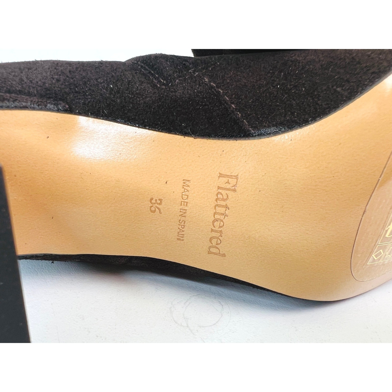 Flattered Xena Chocolate Suede Square Toe Kitten Heel Ankle Boots Eu 36 / Us 6 — image 8 of 8